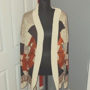 Cardigan, size Large, Brown, Tan and Orange